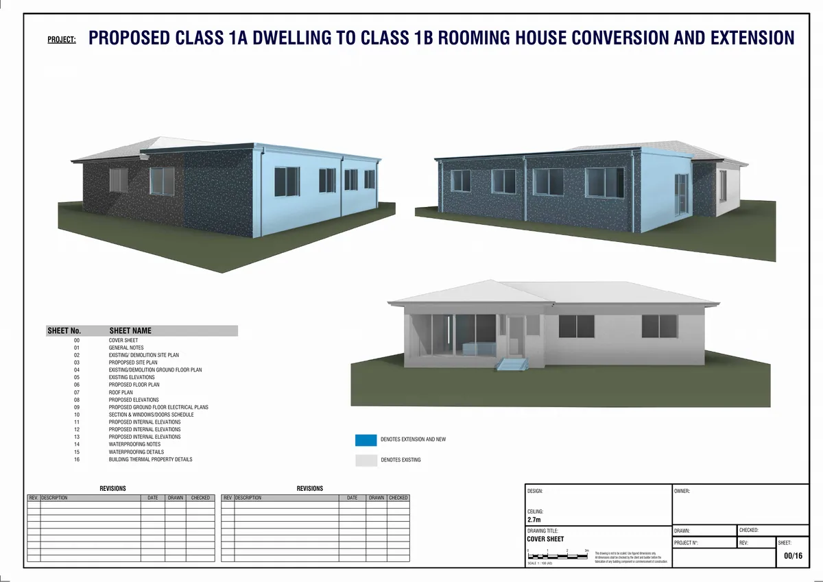 Sheet 1 of House Conversion / Alteration Working Drawings, VIC