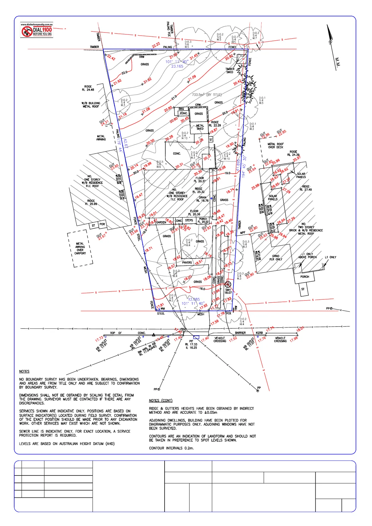 Sheet 1 of Feature & Contour Survey Plan, NSW